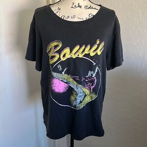 David Bowie Distressed Faded Black Graphic Shirt Concert Music Festival